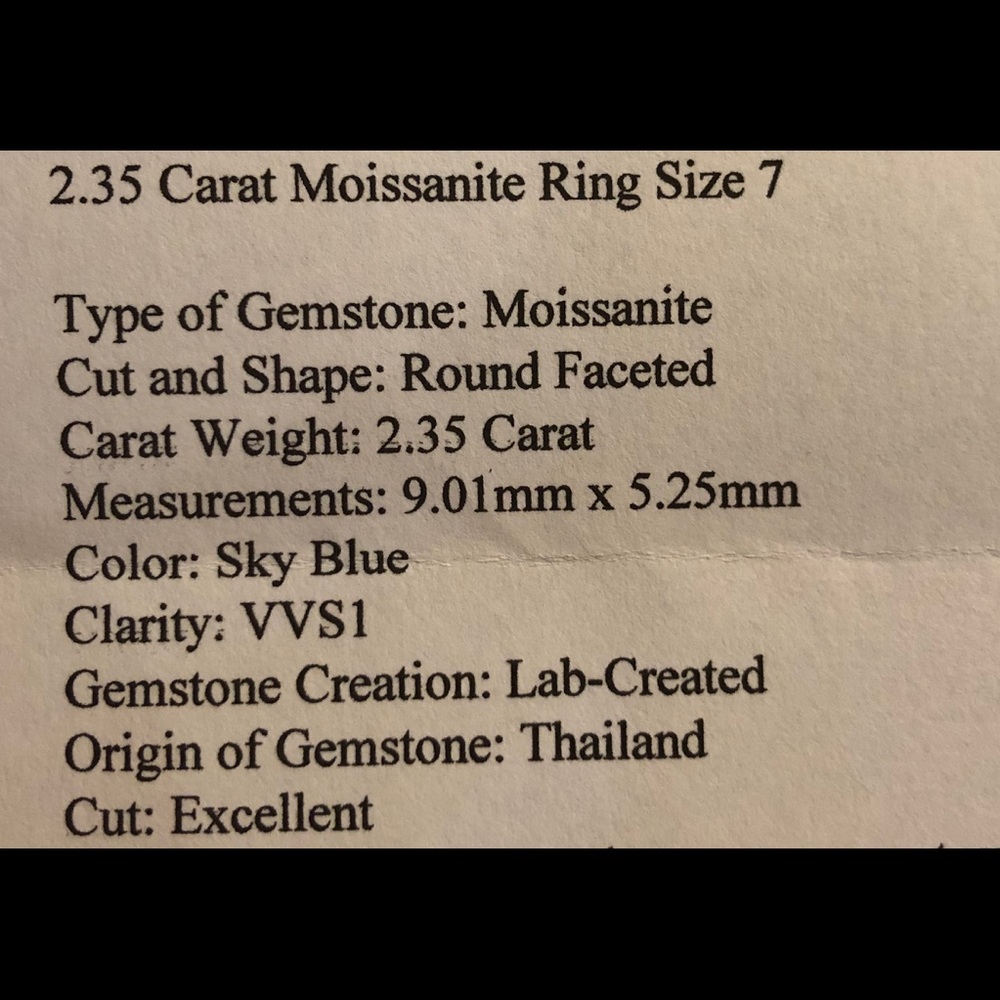 2.35ct VVSI Sky Blue Moissanite w/ Diamond Accents - Picture 6 of 8